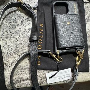 Bandolier Textured Black Phone Case with Gold Accents